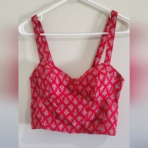 Bustier red print crop top